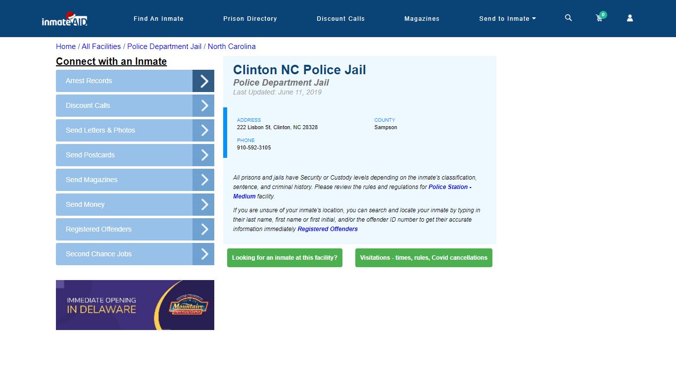 Clinton NC Police Jail & Inmate Search - Clinton, NC