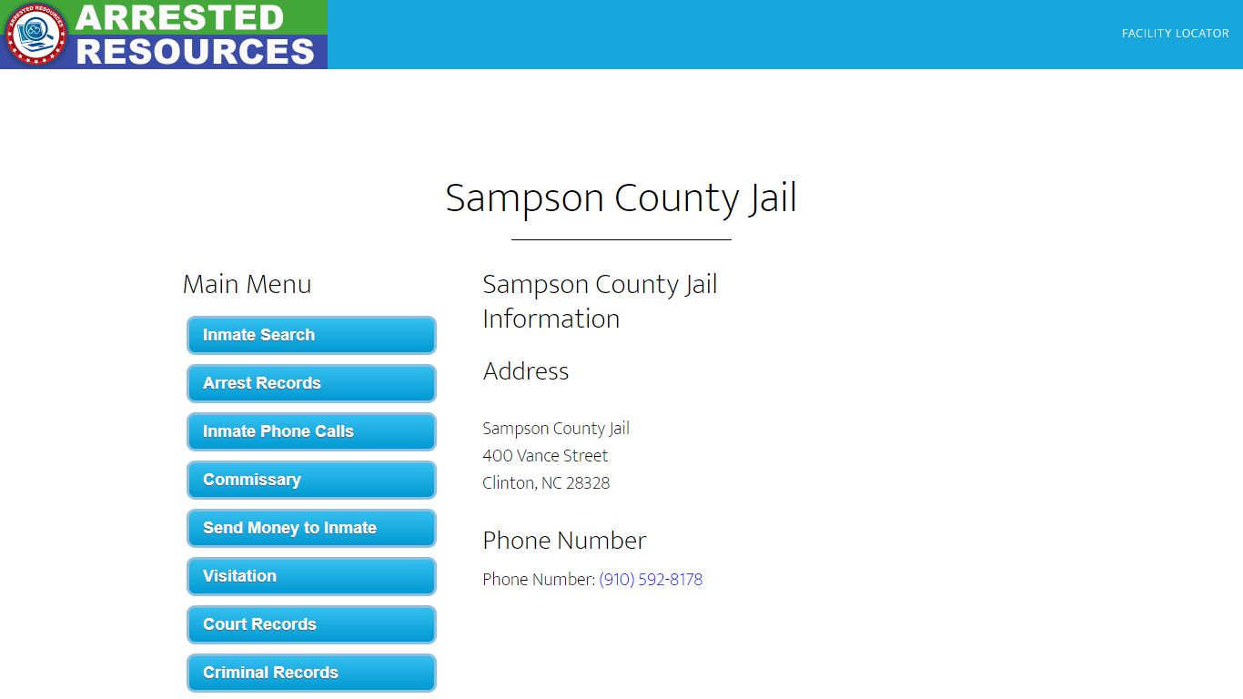 Sampson County Jail - Inmate Search - Clinton, NC - Arrested Resources